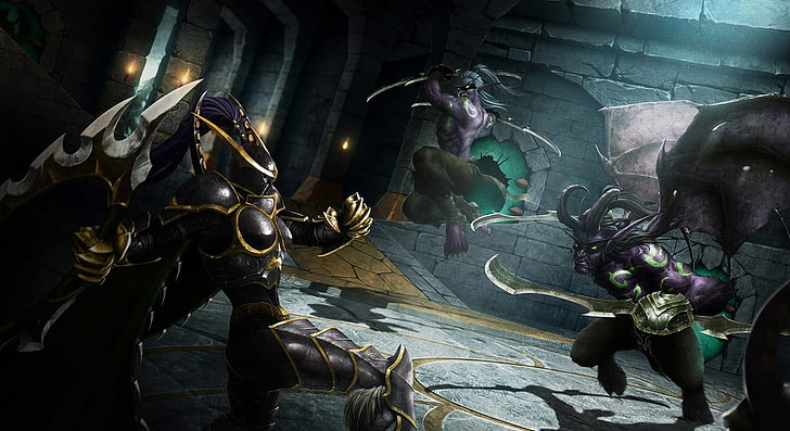 game application screenshot, World of Warcraft, wow, art, Demon Hunter, HD wallpaper
