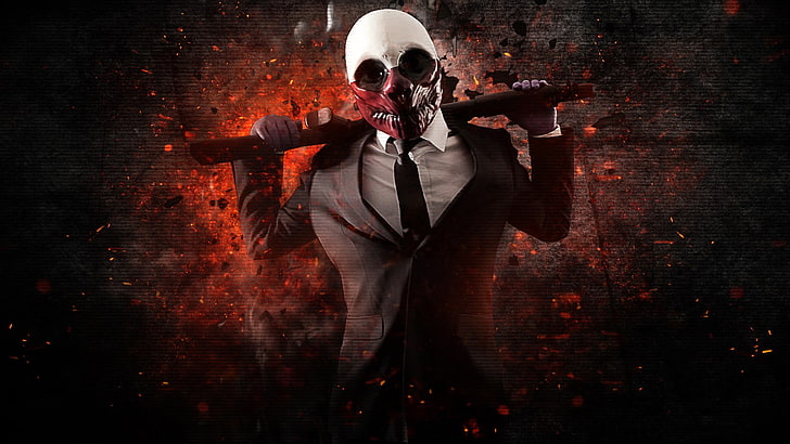 video games, Payday 2, adult, suit, one person, horror, fear, HD wallpaper