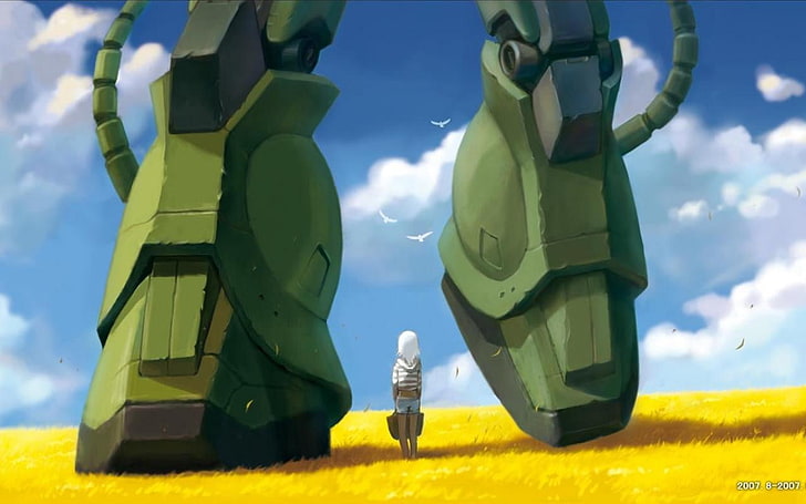 anime, Mobile Suit Gundam, nature, day, yellow, green color