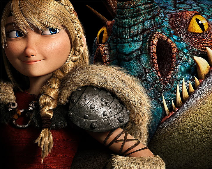 How to Train Your Dragon 2, Movie, how to train your dragon woman character and blue dragon, HD wallpaper
