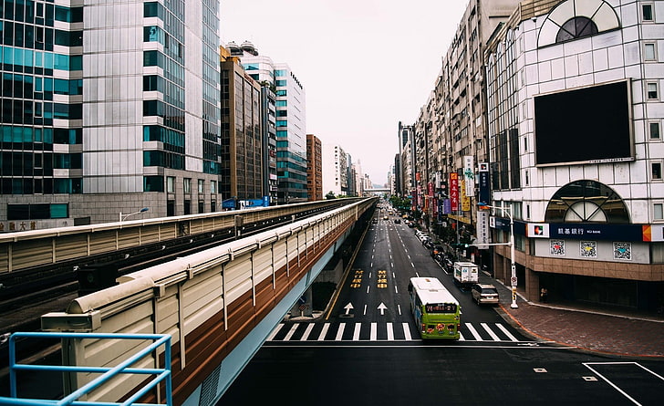 gray steel handrail, Japan, cityscape, building, Asia, Tokyo, HD wallpaper