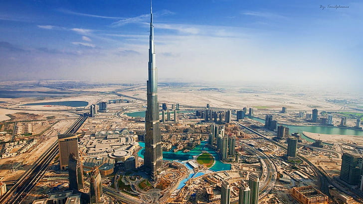 skyscraper, cityscape, Dubai, building, Burj Khalifa, United Arab Emirates, HD wallpaper