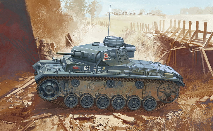 green battle tank illustration, bridge, art, soldiers, The second world war, HD wallpaper