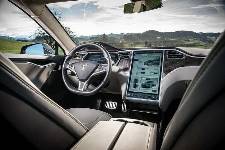 test drive, interior, Tesla Motors, speed, Tesla Model S, road, HD wallpaper