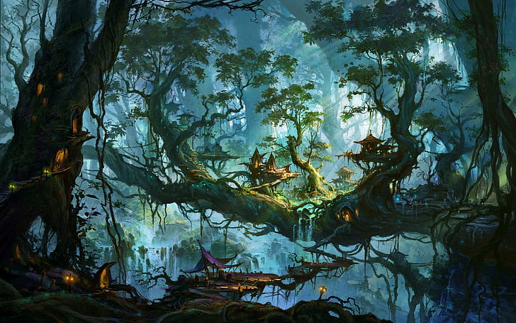 enchanted-village-on-the-forest-trees-green-tree-painting-wallpaper-preview.jpg