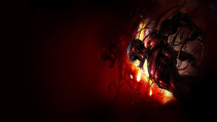 mythical creature, Carnage, Marvel Comics, artwork, red, one person, HD wallpaper