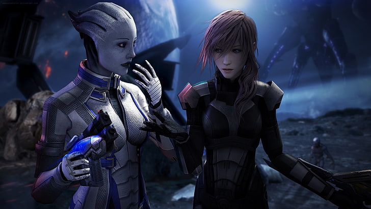 game wallpaper, Mass Effect 3, Liara T'Soni, video games, digital art