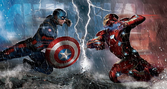 Captain America and Iron Man wallpaper, Captain America: Civil War HD wallpaper