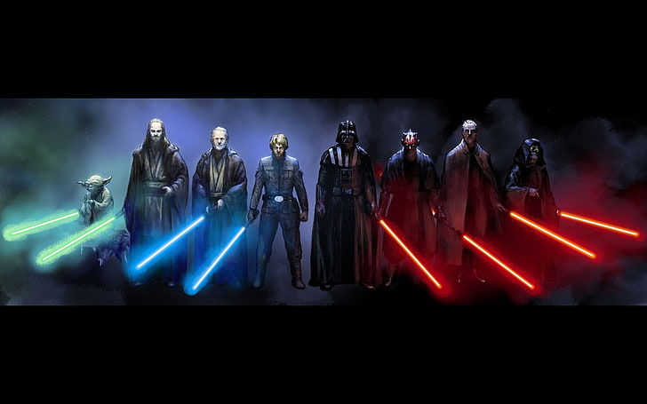 Qui-Gon Jinn, Darth Vader, Count Dooku, Star Wars, Luke Skywalker, HD wallpaper