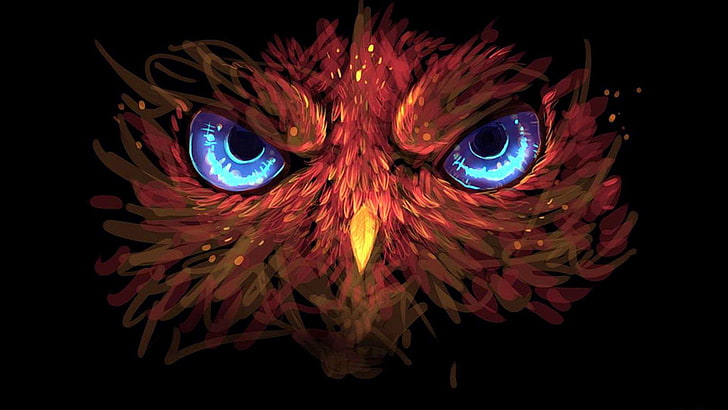 HD wallpaper: owl, art, darkness, artwork, blue eyes, graphics, black  background | Wallpaper Flare