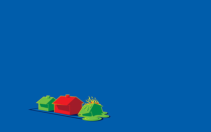 red and green house illustration, threadless, simple, minimalism, HD wallpaper
