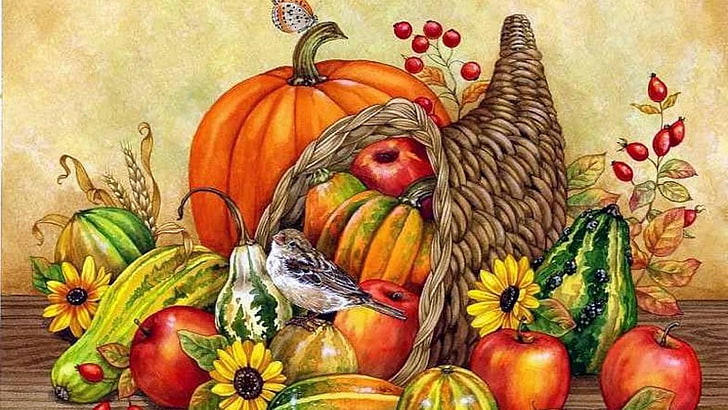 thanksgiving  widescreen, food, food and drink, pumpkin, healthy eating, HD wallpaper