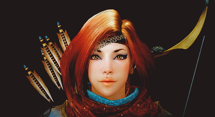 female archer illustration, video games, Black Desert, yellow eyes