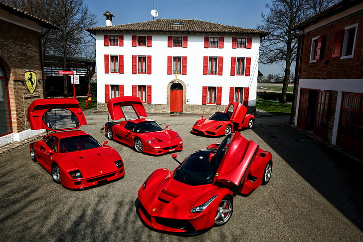 cars, enzo, f40, f50, ferrari, laferrari, luxury, red, HD wallpaper
