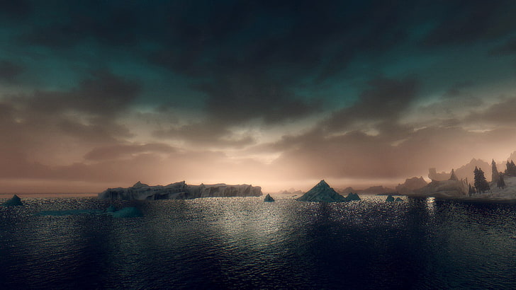 gray mountain range, The Elder Scrolls V: Skyrim, cloud - sky, HD wallpaper