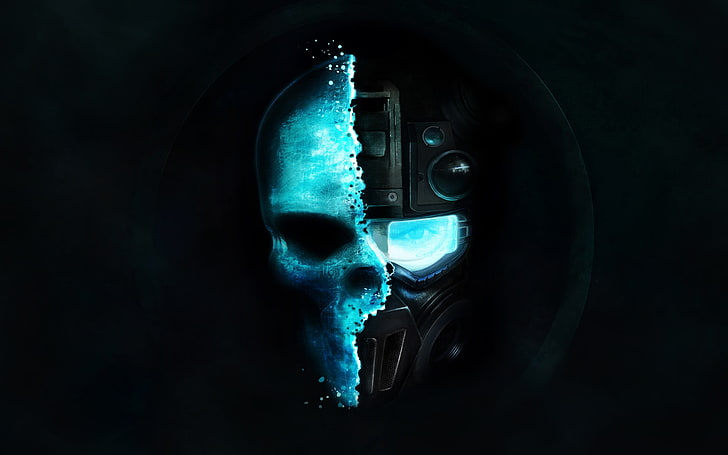 cybord illustration, skull, robot, Ghost Recon, video games, helmet, HD wallpaper