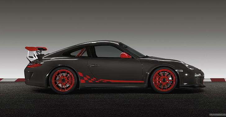 Porsche 911 GT3 RS 7, black and red coupe, cars
