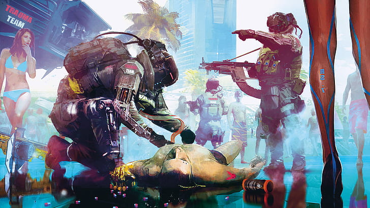 Cyberpunk 2077 Trauma Team 4K 8K, HD wallpaper