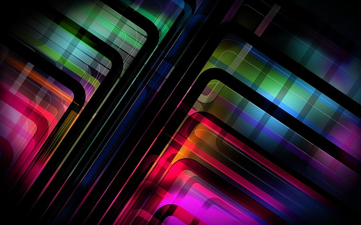 colorful, lines, abstract, digital art, illuminated, architecture, HD wallpaper