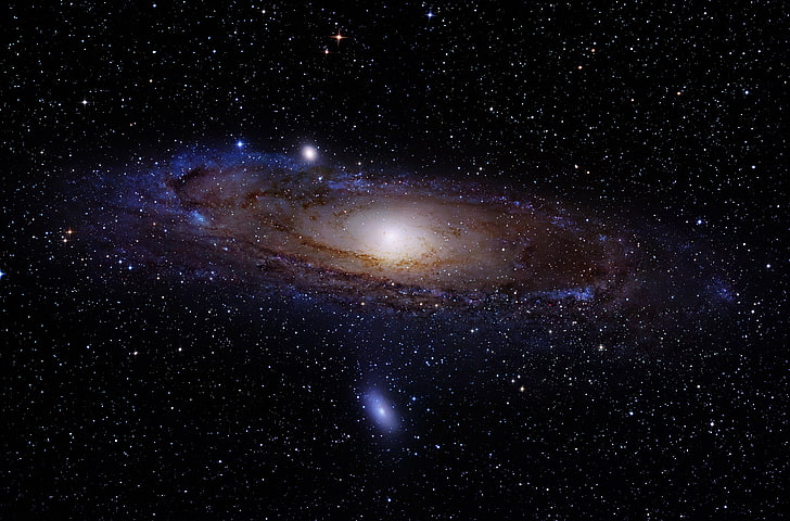 milky way, Andromeda, space, galaxy, Messier 31, Messier 110, HD wallpaper