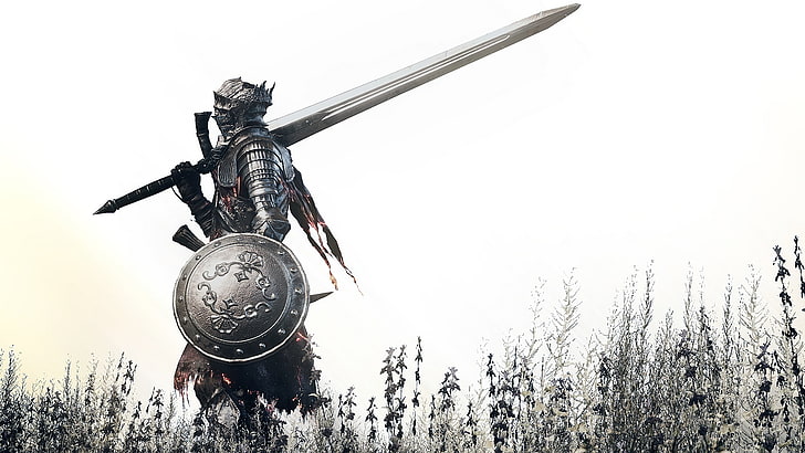 warrior wallpaper, video games, Dark Souls III, DLC, white, armor
