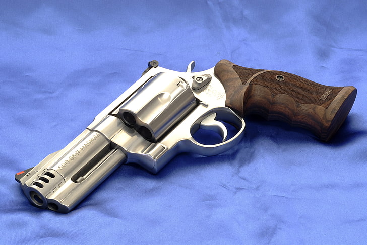 black and gray revolver, Background, Gun, Canvas, Model 500, Smith & Wesson, HD wallpaper