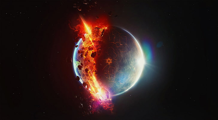 Earth Space, Planet, Explosion, astronomy, night, planet - space