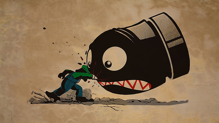 Luigi artwork, Super Mario, video games, Bullet Bill, men, one person
