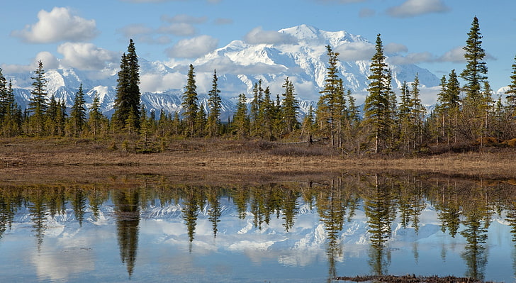 Mount Mckinley, Denali National Park, Alaska, body of water, United States, HD wallpaper