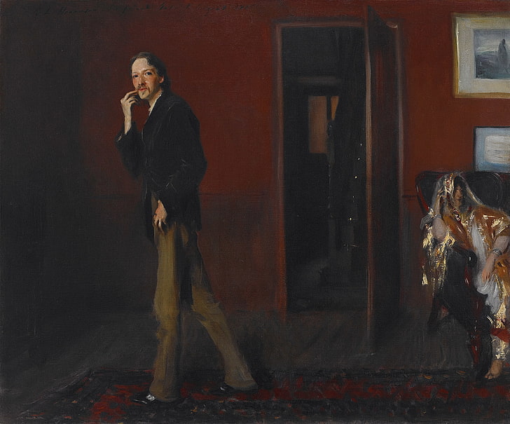 John Singer Sargent, classic art, using phone, telephone, one person