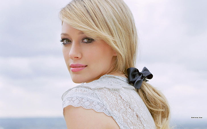 women, Hilary Duff, blonde, celebrity, women outdoors, portrait, HD wallpaper