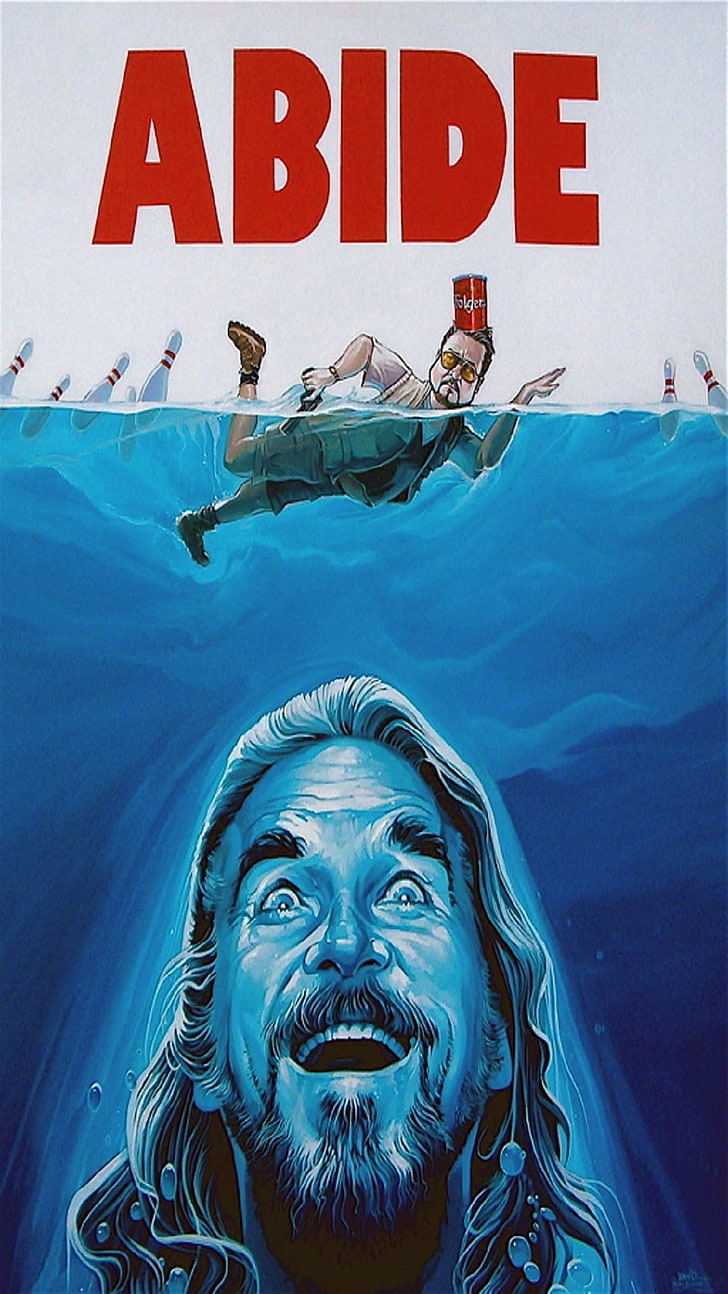 Abide poster, humor, The Big Lebowski, mammal, water, portrait