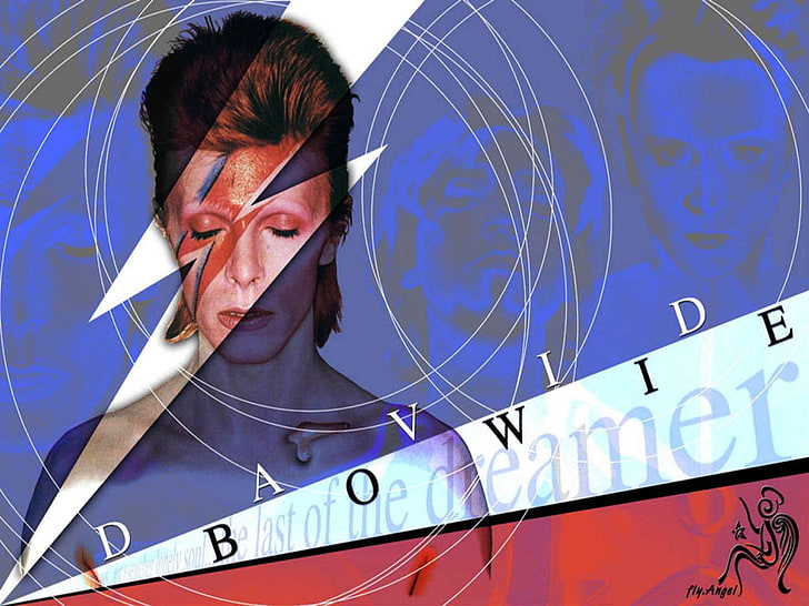 David Bowie digital wallpaper, lightning, hair, cover, image, HD wallpaper