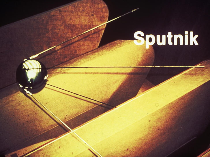 anime, sputnik, space, satellite, Soviet Union, typography, HD wallpaper