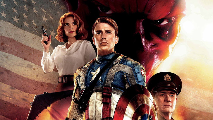 Captain America, Red Skull, Chris Evans, Hugo Weaving, The first avenger, HD wallpaper