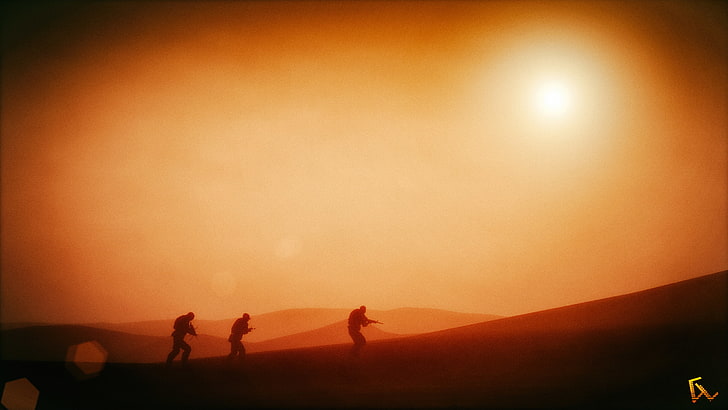 desert, spec ops: the line, video games, lens flare, sky, group of people, HD wallpaper