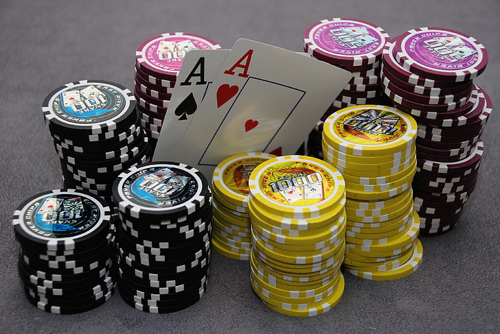 HD wallpaper: black, yellow, and purple poker chips, card, ACE, casino, gambling | Wallpaper Flare