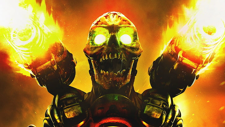 illustration of skeleton, Doom 4, Id Software, Bethesda Softworks