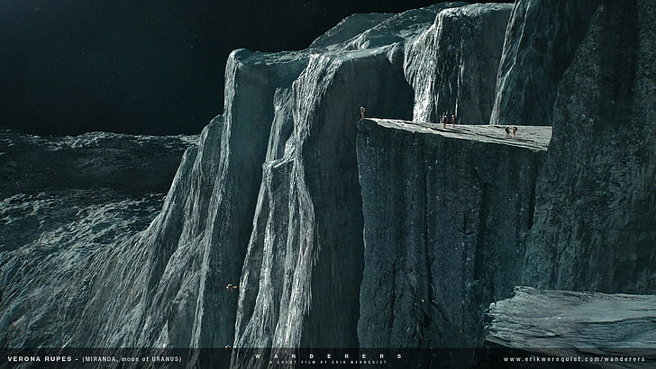 rock mountain screenshot, space, galaxy, Moon, planet, nature, HD wallpaper