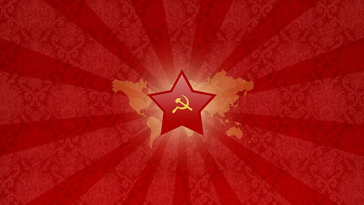 Soviet Star, soviet flag, sickle, hammer, 3d and abstract, HD wallpaper