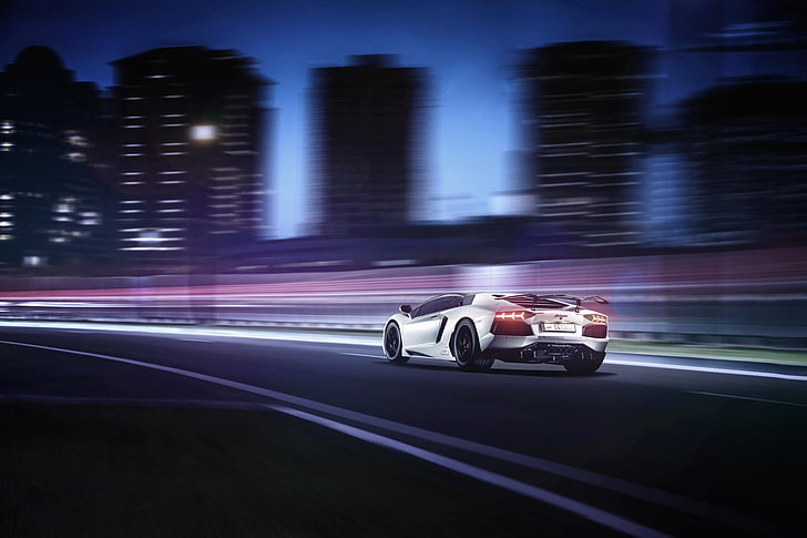 car, Lamborghini Aventador, motion blur, transportation, speed