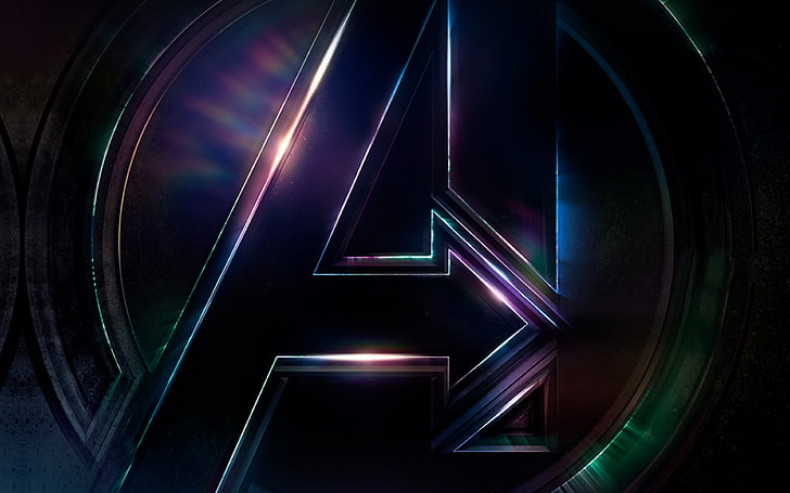 avengers, logo, dark, film, art, illustration, marvel, illuminated, HD wallpaper