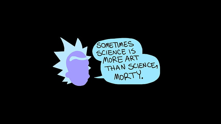Rick Sanchez illustration, Rick and Morty, quote, science, simple background