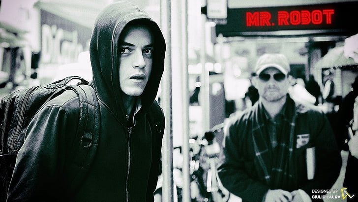 grayscale photo of man with hoodie, Mr. Robot, Elliot (Mr. Robot), HD wallpaper