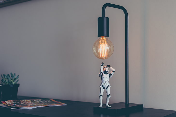 Star Wars Storm Trooper table lamp, stormtrooper, toy, electric Lamp, HD wallpaper