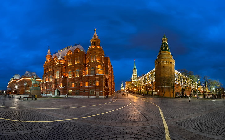 brown and white concrete building, cityscape, street, Kremlin