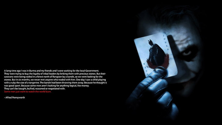 The Joker Heath Ledger, text, quote, Batman, The Dark Knight, HD wallpaper