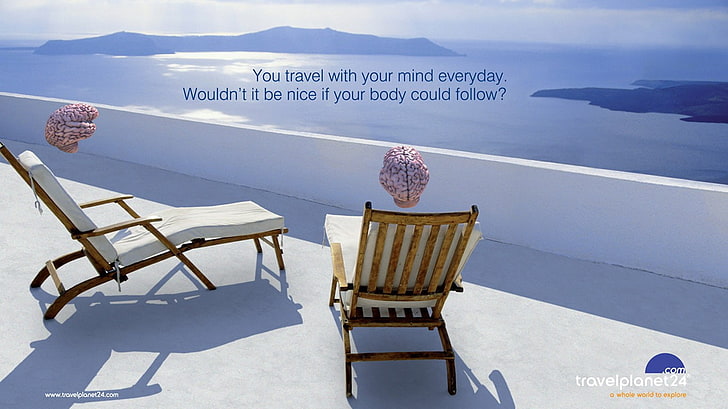 artwork, quote, commercial, chair, seat, nature, day, water, HD wallpaper