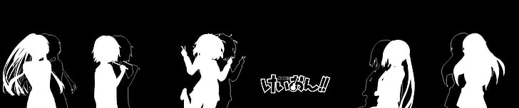 black and white text illustration, anime, K-ON!, Hirasawa Yui, HD wallpaper