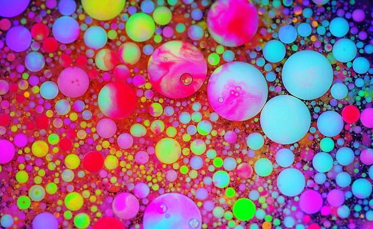 Colorful Fluorescent Paint, Macro Bubble..., Aero, Bubbles, Artwork, HD wallpaper